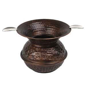 Iron Spittoon w/ Two Stirrups in Hammered Copper Finish