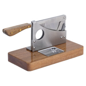 Tabletop Walnut and Stainless Steel Classic Cutter for up to 70 Ring Gauge Cut