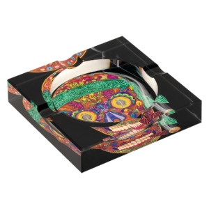 Calavera Skull Line Square Crystal Ashtray