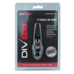 DivPro Ultimate Golf Tool w/ Golf Grip Saver / Cigar Holder Club Head Cleaner/ Ball Marker Divot Tool & Can Opener