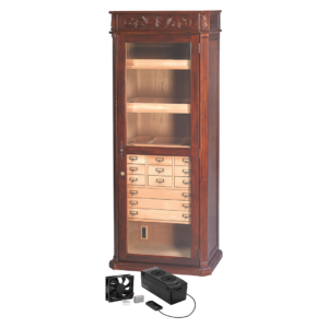 Humidor Supreme Display Dark Walnut Tower  3500 Cigar Capacity w/ HYDRA Kit