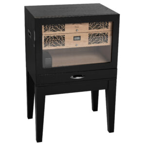 Humidor Supreme Balthazar II Black Oak End Table Humidor w/ Front Opening