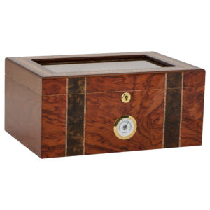 Humidor Supreme Andorra Bubinga Glasstop Humidor w/ Inlay 40-75 Cigar Capacity