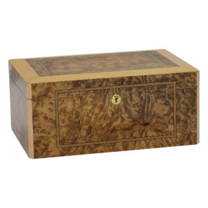 Humidor Supreme Solerno Rustic Burl Humidor w/ Inlay 40-75 Cigar Capacity w/ 2 - Xikar-Boveda 84% Seasoning Packs