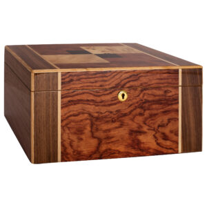 Humidor Supreme Amarone Bubinga Humidor w/ Mappa Inlay 40-75 Cigar Capacity w/ 3 Xikar-Boveda 84% Seasoning Packs