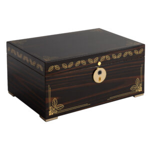 Humidor Supreme Oro Humidor with Biometric Fingerprint Lock in Ebony w/ Gold Metal Detail 126-240 Cigar Capacity w/ 8 - Xikar-Boveda 84% Seasoning Packs