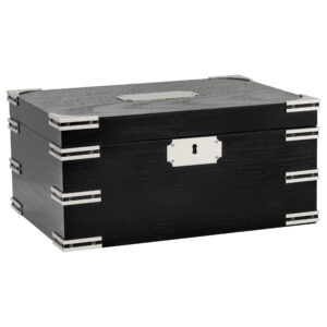 Humidor Supreme Ironside Black Humidor w/ Metal Accents 60-95 Cigar Capacity w/ Xikar-Boveda 84% Seasoning Packs