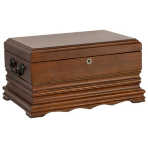 Humidor Supreme Tradition Solid Wood Antique Humidor in Golden Cherry Finish 125Cigar Capacity w/ 4 Xikar-Boveda 84% Seasoning Packs