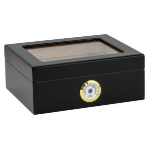 Humidor Supreme Capri Black Glasstop Humidor 25 Cigar Capacity w/ 2 - Xikar-Boveda 84% Seasoning Packs