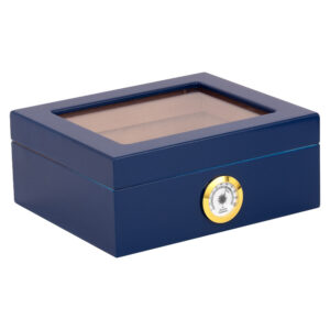 Humidor Supreme Capri Blue Glasstop Humidor 25 Cigar Capacity w/ 2 - Xikar-Boveda 84% Seasoning Packs