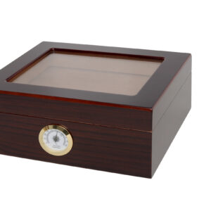 Humidor Supreme Capri Mahogany Glasstop Humidor 25 Cigar Capacity w/ 2 - Xikar-Boveda 84% Seasoning Packs