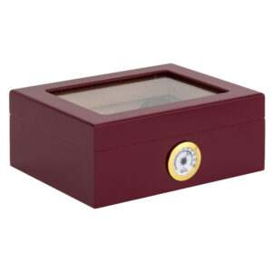 Humidor Supreme Capri Red Glasstop Humidor 25 Cigar Capacity w/ 2 - Xikar-Boveda 84% Seasoning Packs