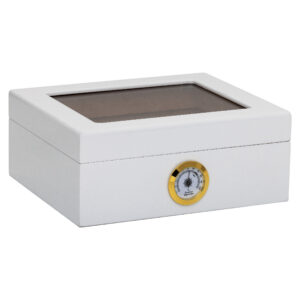 Humidor Supreme Capri White Glasstop Humidor 25 Cigar Capacity w/ 2 - Xikar-Boveda 84% Seasoning Packs