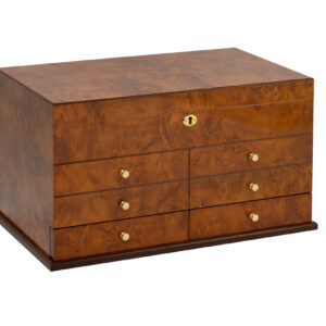 Humidor Supreme Ravello High Gloss Burl Humidor w Accessory Drawer 100-155 Cigar w/ 5 - Xikar-Boveda 84% Seasoning Packs