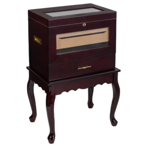 Humidor Supreme Geneve Glasstop Table Humidor 500 Cigar Capacity