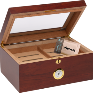 Humidor Supreme Milano Glasstop Humidor 75 Cigar Capacity w/ 4 - Xikar-Boveda 84% Seasoning Packs