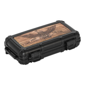 Cigar Caddy 5-Count Burnt Wood Live Free or Die Travel Case