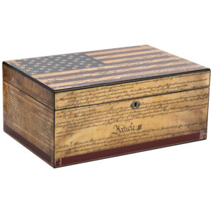 Humidor Supreme Constitution Flag Humidor 55-95 Cigar Capacity w/ 4 Xikar-Boveda 84% Seasoning Packs