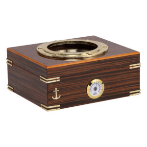 Humidor Supreme Gangway Glasstop Humidor w/Porthole in Ebony 50 Cigar Capacity w/ 2 Xikar-Boveda 84% Seasoning Packs