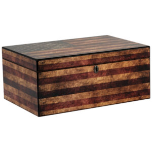 Humidor Supreme Old Glory Weathered American Flag Humidor 55-95 Cigar Capacity