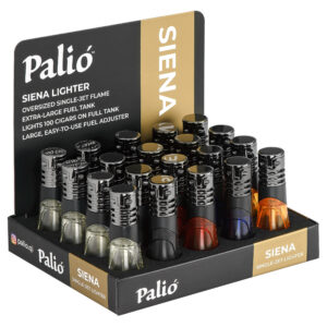Palió Siena Single-Jet Lighters 20-Count Display Assorted Colors