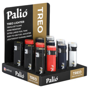 Palió Treo Triple-Jet Lighters 12 Count Display Assorted Colors