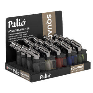 Palió Squadra Angled Triple-jet Flame Lighters Display of 20 Assorted Colors