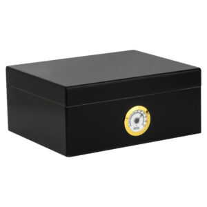 Humidor Supreme Rembrandt Humidor w/ External Hygrometer in Black 50 Cigar Capacity