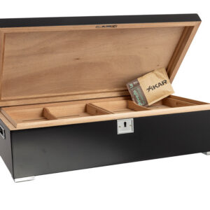 Humidor Supreme Valentino Noir in Black Finish 85-150 Cigar Capacityw/ 5 - Xikar-Boveda 84% Seasoning Packs